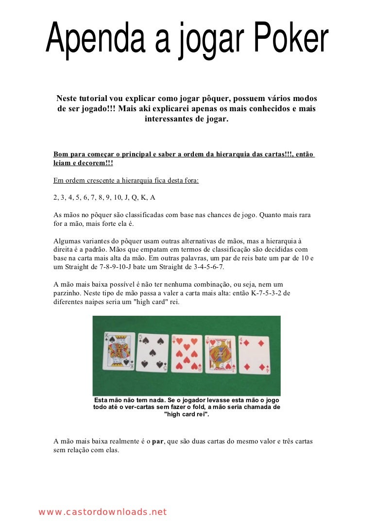 aprendendo a jogar poker
